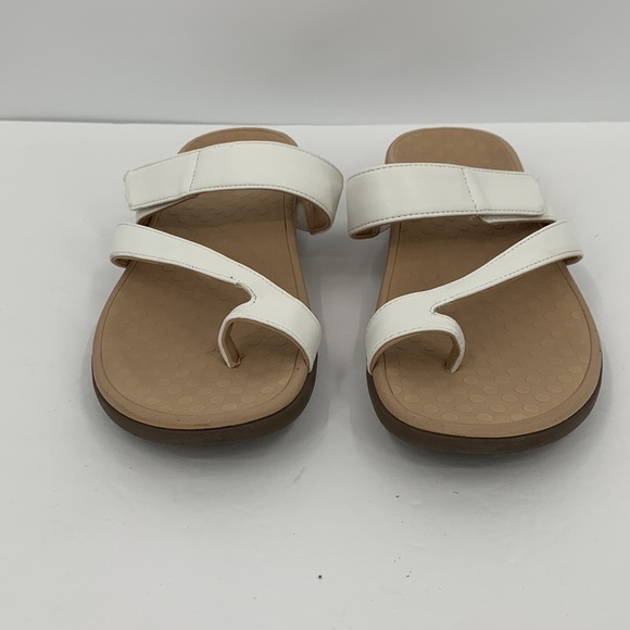 Vionic Morgan slide sandal shoe toe ring strap white cream comfort strappy 11 - Picture 2 of 7